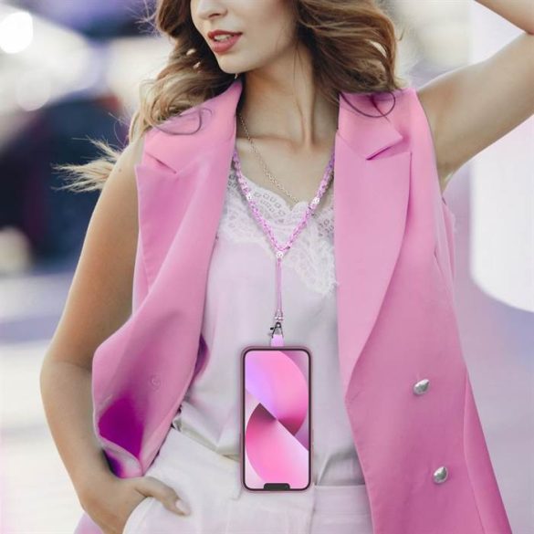 Crystal Diamond Pendant a telefon / hosszúság 37 cm / nyak - lite rózsaszín