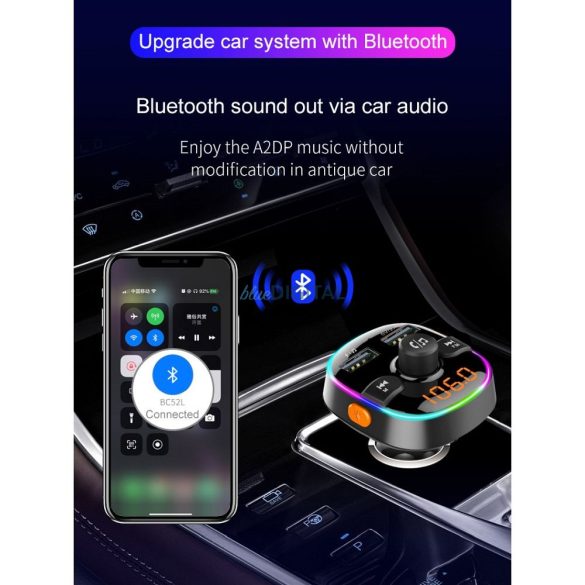 Adókészülék FM MP3 bluetooth 5.0 + kártya TF olvasó + 2xUSB QC3.0 BC52L