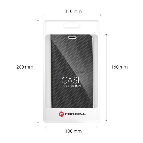 Forcell Luna flipes tok Carbon xiaomi Redmi 10c fekete