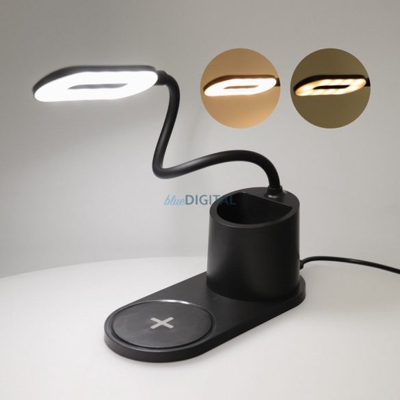 Led asztali lámpa vezeték nélküli töltő 10W CFTD03 fekete