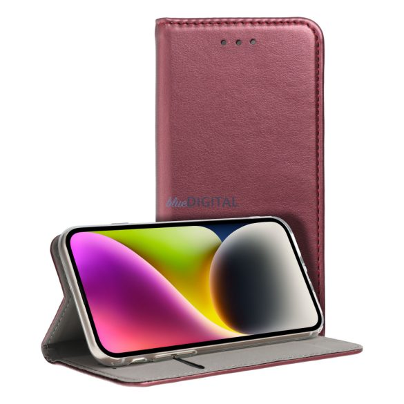 Smart Magneto könyvtok Samsung A12 / M12 bordó színben