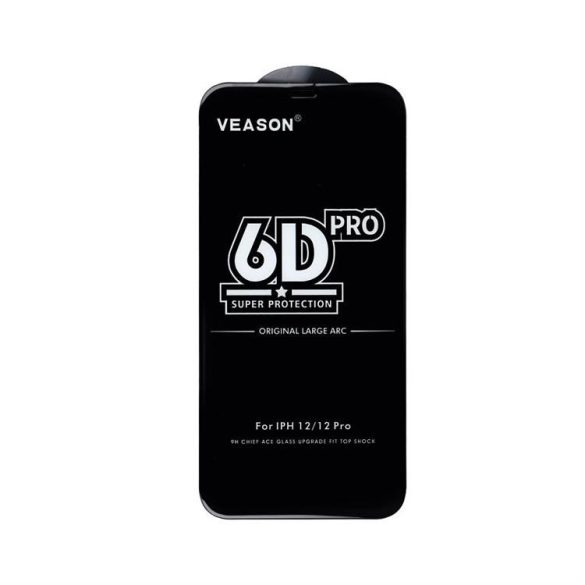 6D Full Glue edzett üveg - Iphone 12 / 12 Pro fekete