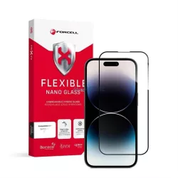   Edzett üvegfólia (Tempered Glass) Forcell Flexibilis 5D Full Glue Iphone 14 Pro 6,1" fekete