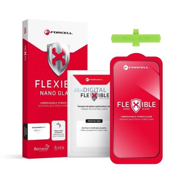 Edzett üvegfólia (Tempered Glass) Forcell Flexibilis 5D Full Glue Iphone 14 Pro 6,1" fekete