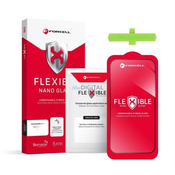 Edzett üvegfólia (Tempered Glass) Forcell Flexibilis 5D Full Glue Iphone 14 Pro Max 6,7" fekete