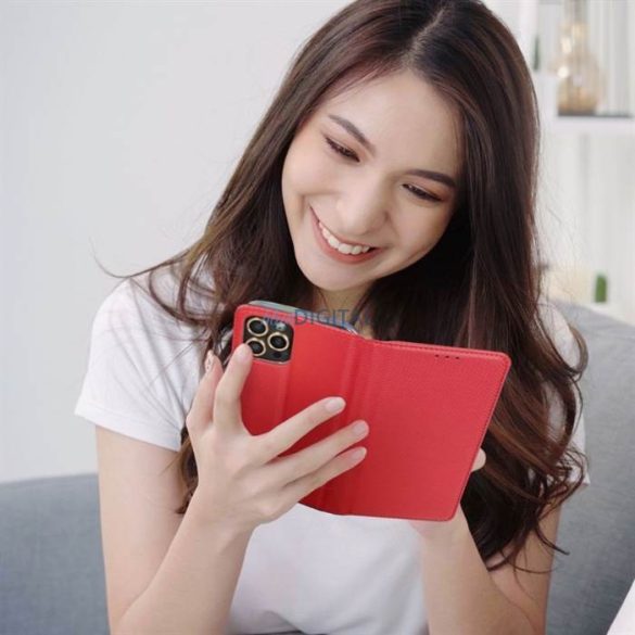 Smart case flipes tok Iphone 14 ( 6.1 ) piros színű telefonhoz
