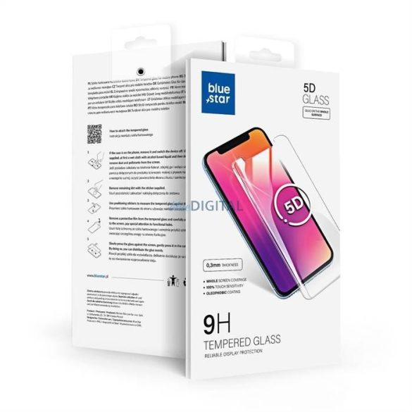 Edzett üveg Blue Star - Apple Iphone 14 Pro Max 6,7" 5D teljes borítás fekete