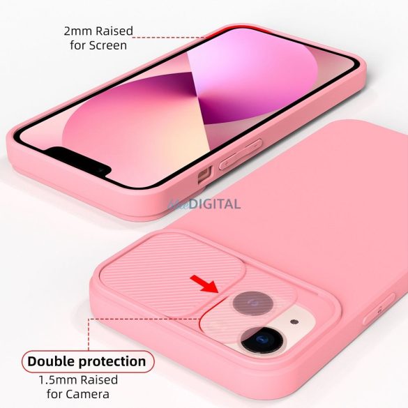 SLIDE tok iPhone 14 Plus világos rózsaszín