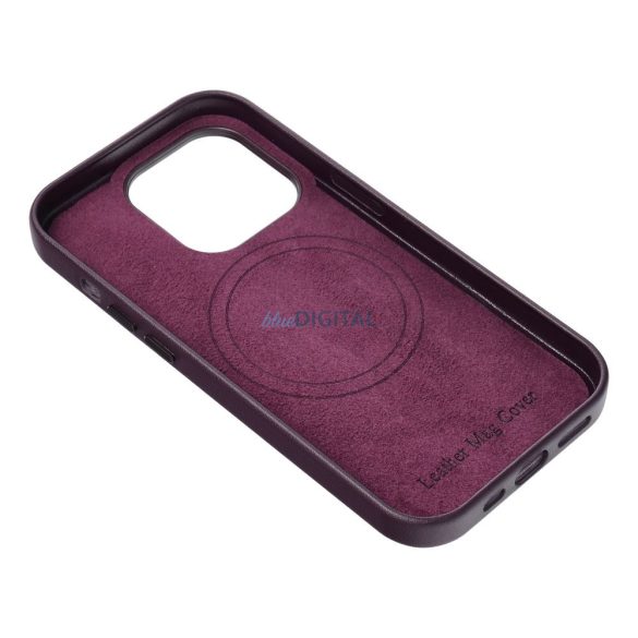 Leather Mag Cover IPHONE 14 PRO MAX sötétlila színű tok