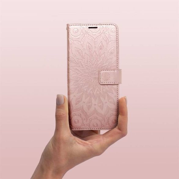 MEZZO Könyv tok  Samsung Galaxy S23 mandala rózsa arany