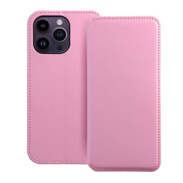 Dual Pocket Book tok IPHONE 14 PRO MAX világos rózsaszínű