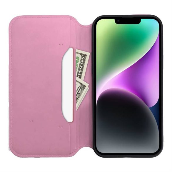 Dual Pocket Book tok IPHONE 14 PRO MAX világos rózsaszínű