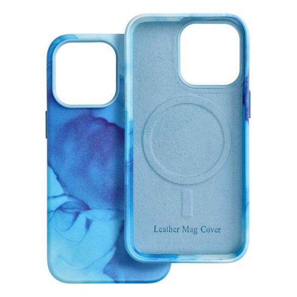 Leather Mag Cover IPHONE 13 PRO kék fröccsenés