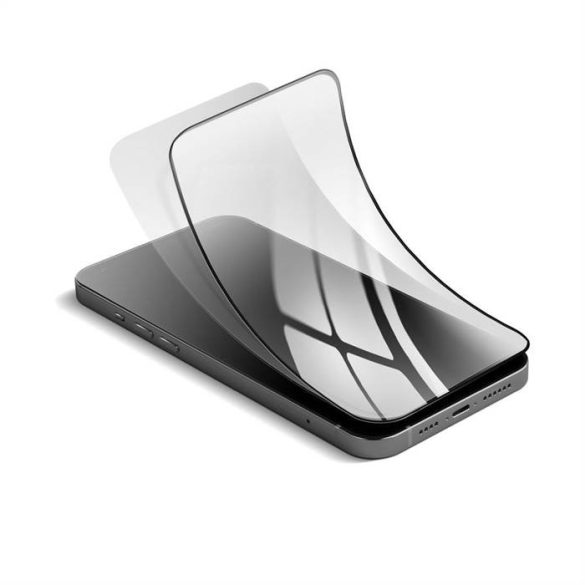 Forcell hajlékony nano üveg 5D Samsung Galaxy S23 Ultra fekete (Hot Bending) működő ujjlenyomat-olvasó