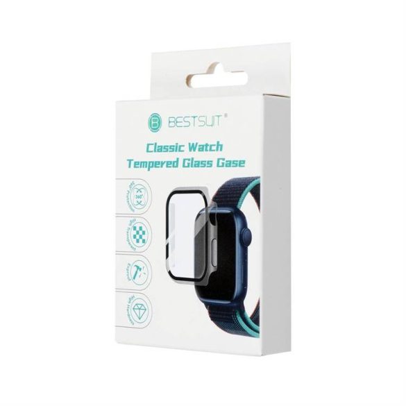 Bestsuit tok hibrid üveggel Apple Watch Series 7/8/9 - 41mm - grafit