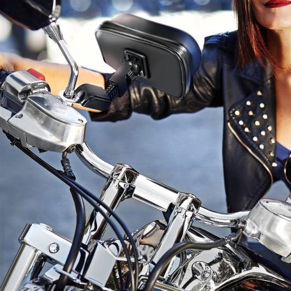 Motorkerékpárra, robogóra szerelhető vízálló telefontartó cipzárral, fedő résszel 6,4" - 8"