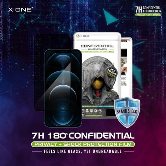 X-ONE Extreme Shock Eliminator 4th gen. betekintésvédelem - iPhone 13/13 Pro/14 készülékhez ütésálló képenyővédő fólia