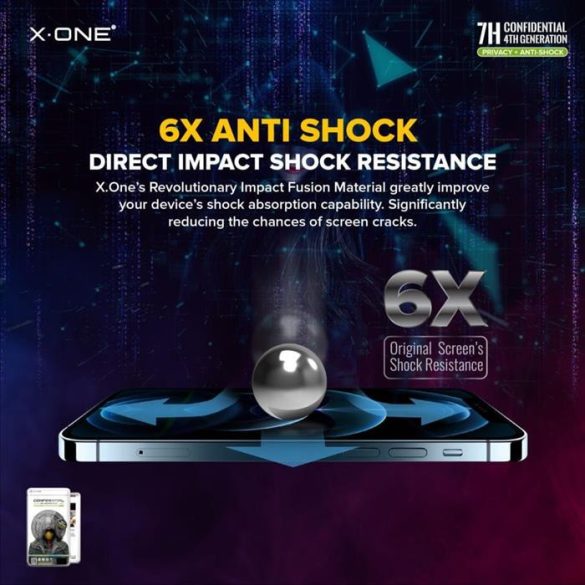 X-ONE Extreme Shock Eliminator 4th gen. betekintésvédelem - iPhone 13/13 Pro/14 készülékhez ütésálló képenyővédő fólia