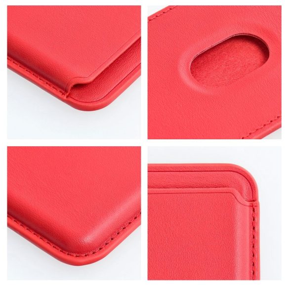 Leather Mag Cover pénztárcával piros tok