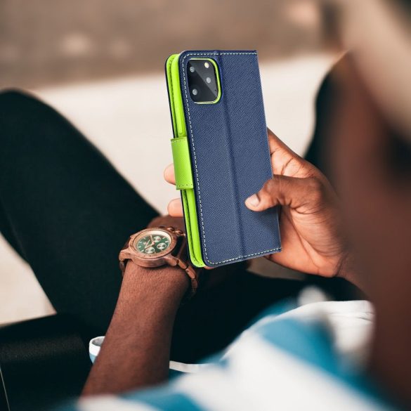 Fancy Könyvtok XIAOMI Redmi NOTE 12S tengerészkék / lime