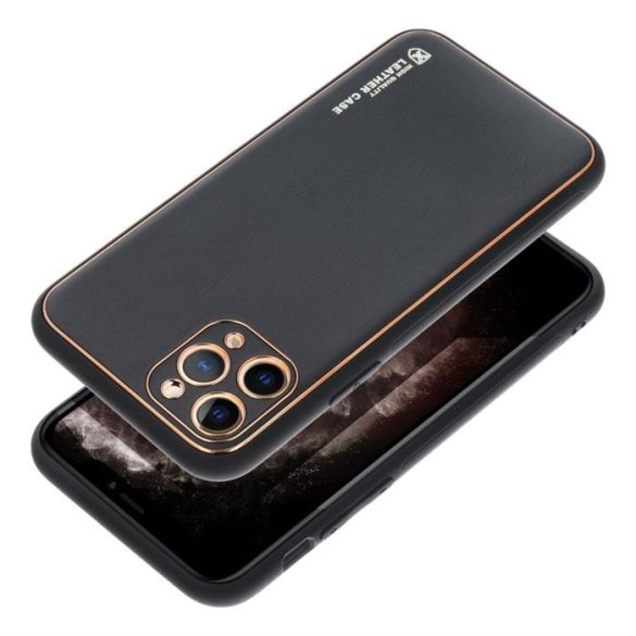 LEATHER Case IPHONE 15 PRO fekete tok