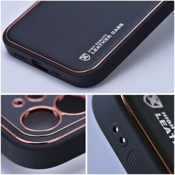 LEATHER Case IPHONE 15 PRO MAX fekete tok