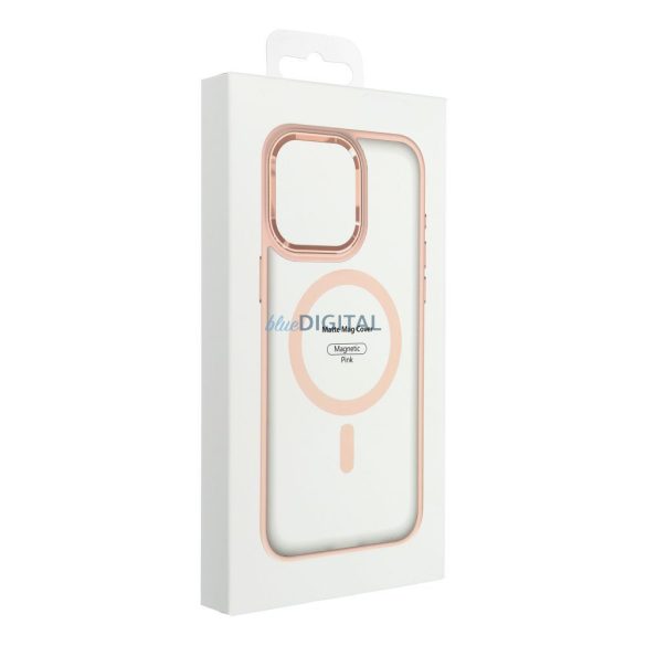 Matte Mag Cover tok MagSafe kompatibilis iPhone 12 PRO MAX rózsaszínű