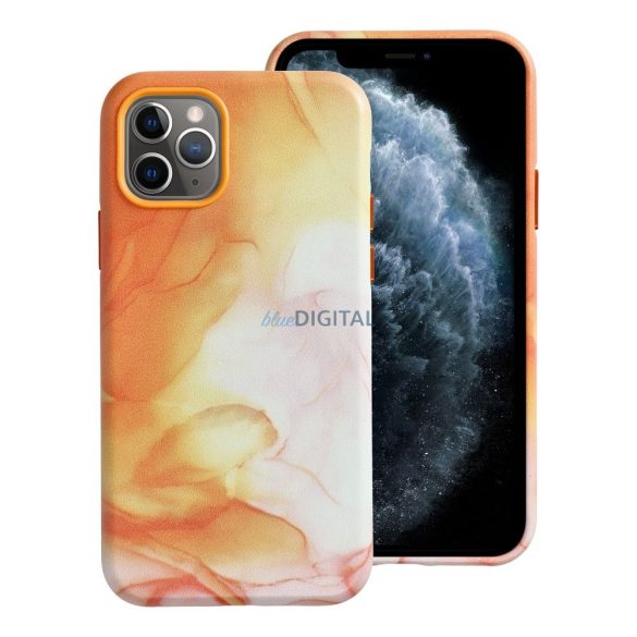 Bőr mágnes tok IPHONE 11 PRO narancssárga splash