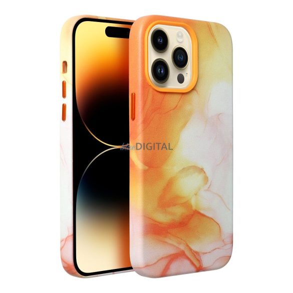 Bőr mágnes tok IPHONE 11 PRO narancssárga splash