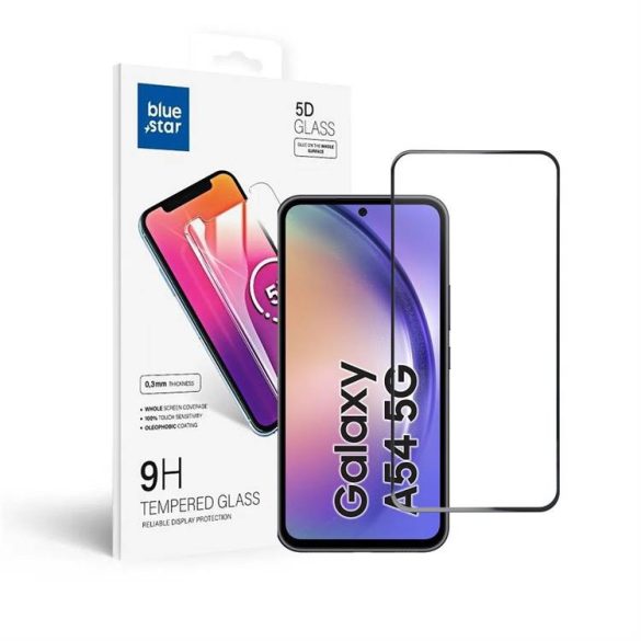 Edzett üveg Blue Star - Samsung Galaxy A54 5G Full Face (full glue keret/kisméretű) - fekete edzett üveg