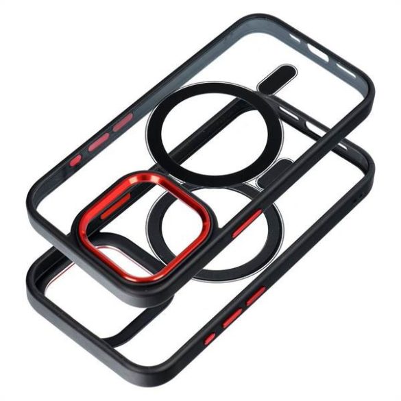 Színes Edge Mag Cover tok Magsafe kompatibilis iPhone 15 fekete piros