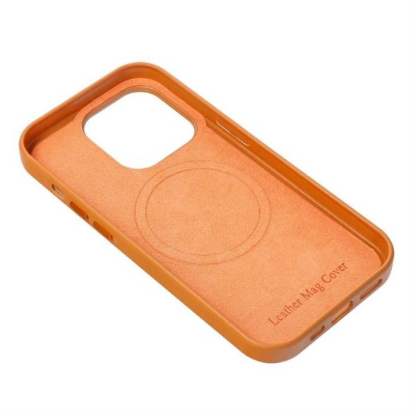 Leather Mag Cover IPHONE 15 narancssárga tok