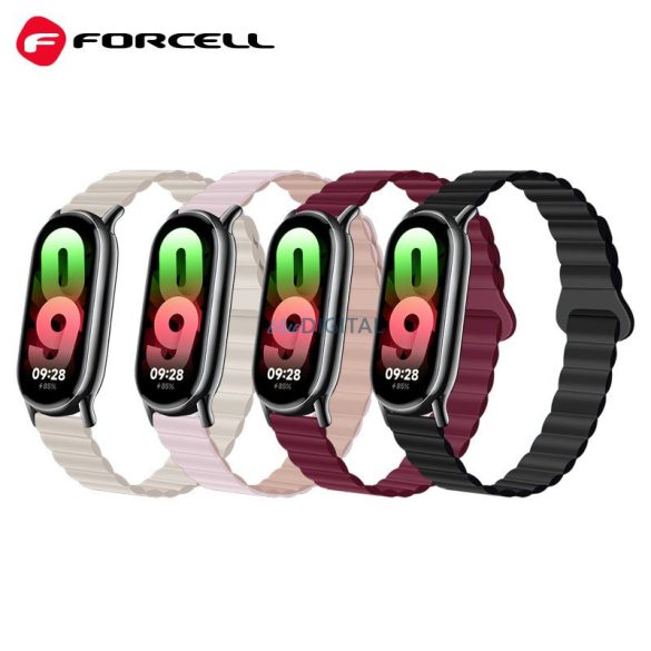 FORCELL F-DESIGN FX8 szíj Xiaomi Mi Band 8 Oxford púder és rózsaszürke szürke