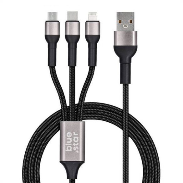 Adatkábel Blue Star - 3 az 1-ben micro USB, USB C és Lightning aljzat