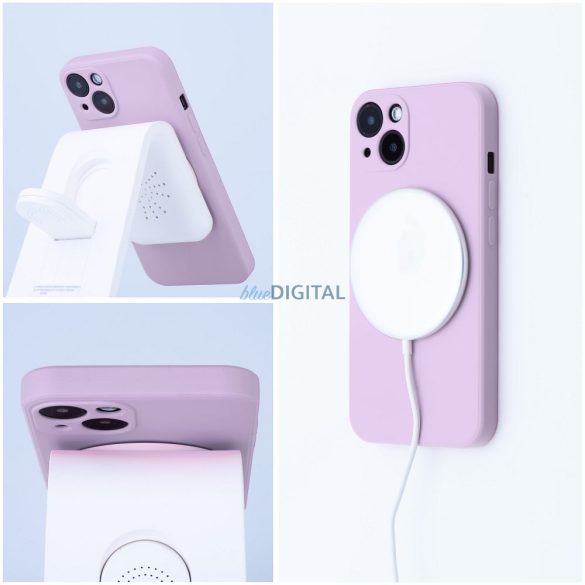 Szilikon Mag Cover tok Magsafe kompatibilis iPhone 15 rózsaszínű