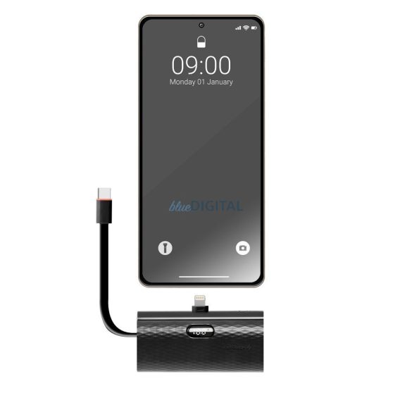 Forcell F-Energy Power Plug F5K3 Powerbank 5000 mAh Lightning csatlakozóval PD 20W - fekete