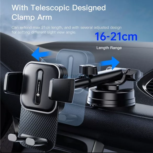 Forcell F-Grip Guardian autós tartó szélvédőre/műszerfalra - fekete