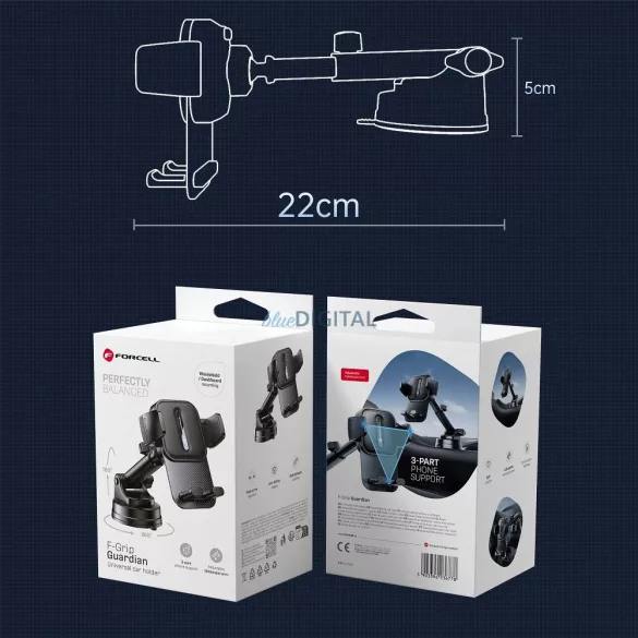 Forcell F-Grip Guardian autós tartó szélvédőre/műszerfalra - fekete
