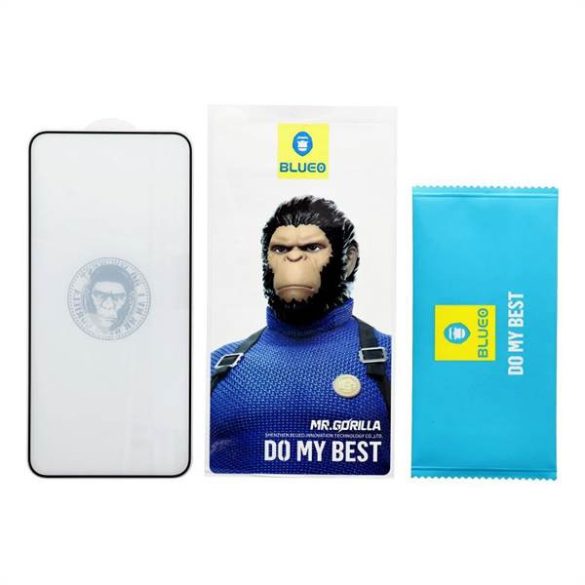 5D Mr. Monkey Glass üvegfólia - Samsung Galaxy S24 fekete szegéllyel 