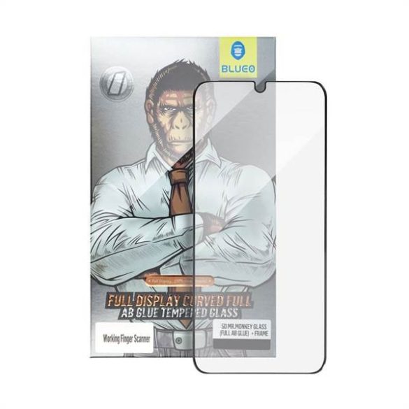 5D Mr. Monkey Glass - Samsung Galaxy S24 Ultra fekete (Full AB Glue) + Keret fólia