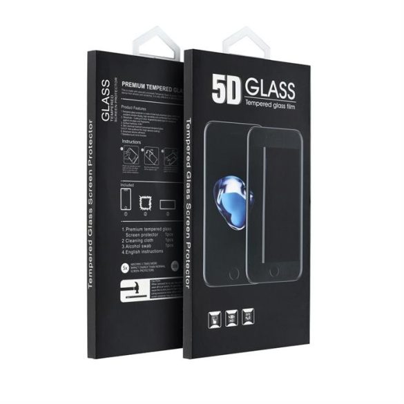 5D Full Glue edzett üveg - iPhone 15 Plus fekete fólia