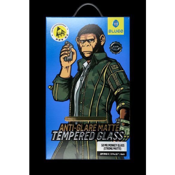 5D Mr. Monkey Glass - Apple iPhone 15 Pro fekete (Strong matt) fólia