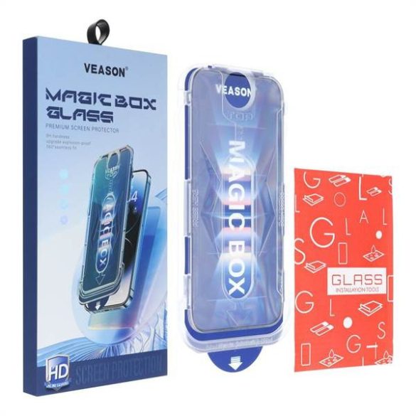 6D Pro Veason Easy-Install Glass üvegfólia - iPhone XS Max fekete szegéllyel
