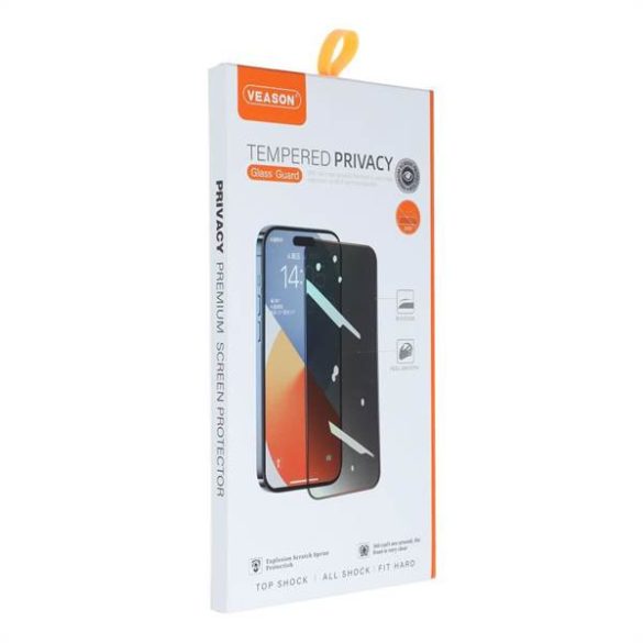 6D Pro Veason adatvédelmi üveg - Iphone 13 Pro / 14 fekete fólia
