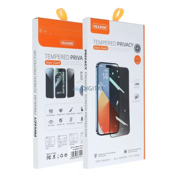 6D Pro Veason adatvédelmi üveg - Iphone 15 fekete fólia