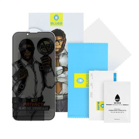 5D Mr. Monkey Glass - Apple iPhone 14 Pro fekete (erős betekintésvédelem)