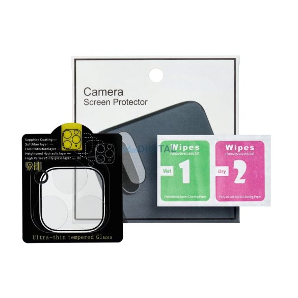 5D Full Glue kamera edzett üveg - iPhone 14 Pro Max átlátszó