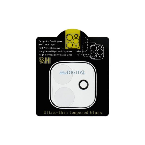 5D Full Glue kamera edzett üveg - iPhone 12 átlátszó
