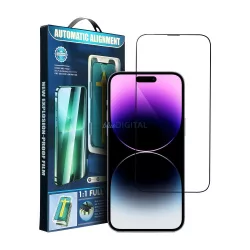   5D Full Glue edzett üveg iPhone 14 Pro Max fekete + applikátor