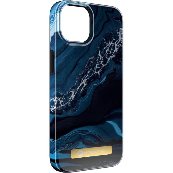 Forcell F-PROTECT Mirage (Ocean Marble) MagSafe-kompatibilis tok iPhone 15 Pro - kék